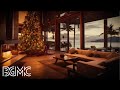 Christmas Jazz Music with Warm Fireplace Sounds at Cozy Winter Beach Ambience to Relax 🔥🎄