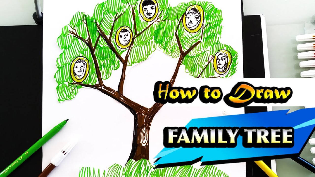 How to make Family tree EASY / How to Draw Family tree step by ...