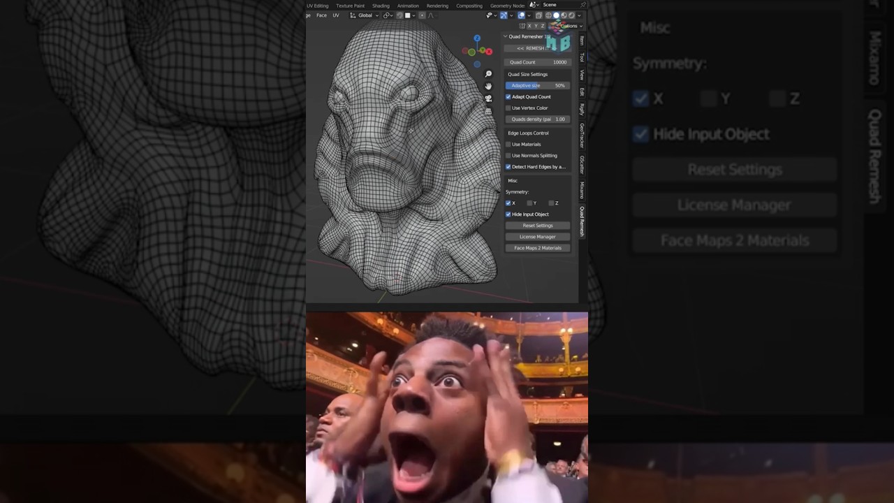 Noob VS Pro Artist: Quickly Quad Remesh in Blender #blendercommunity #blendertips #blender3d #3d
