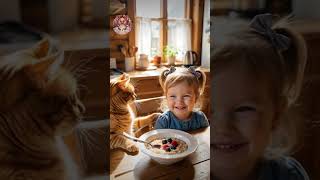 Unbelievable Bond! Nanny Cat Feeds Baby Girl and Pets Her Head 🐱🍼