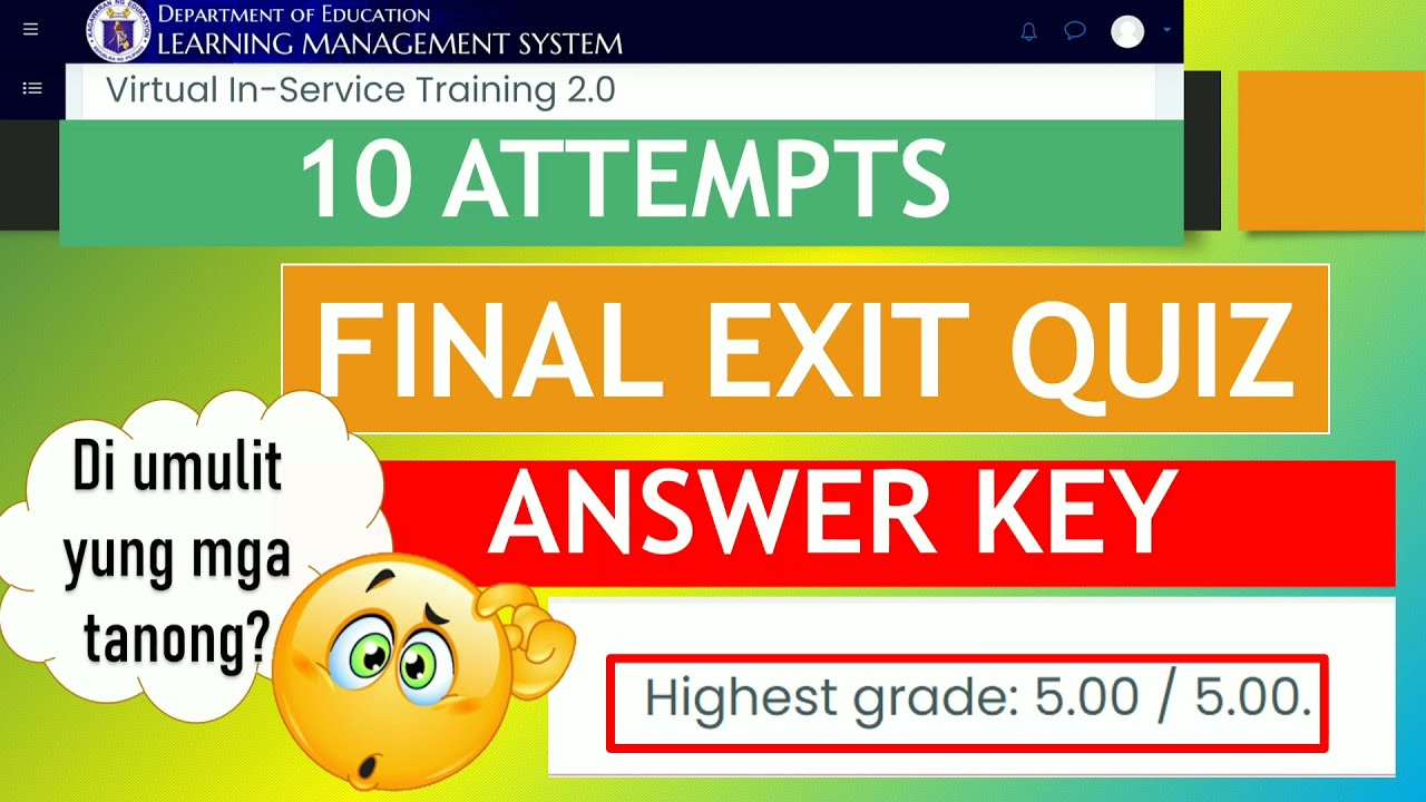 VINSET 2.0 FINAL EXIT QUIZ ANSWER KEY I 10 ATTEMPTS I 50 QUESTIONS