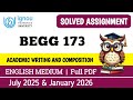 BEGG 173 solved assignment 2025-26 | begg 173 solved assignment 2026 in English | MIQ IGNOU
