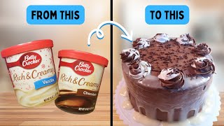 TRICKS to DECORATE a Cake using STORE BOUGHT FROSTING + taste HOMEADE!! screenshot 3