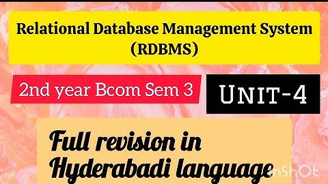 RDBMS UNIT-4 Bcom 3rd sem| Important questions| Osmania University| Hikmat Learning academy