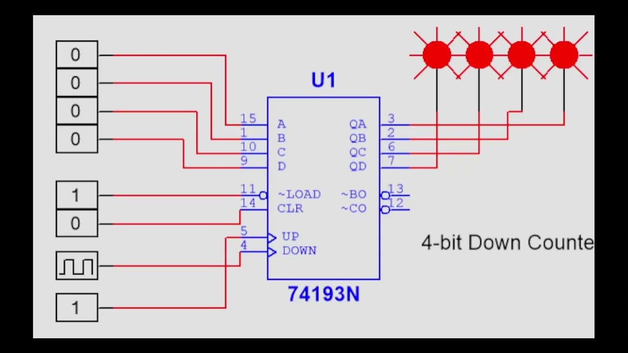 4 bit Up/Down counter using IC74193 - YouTube