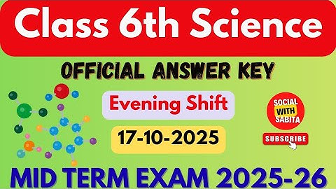 Class 6 science mid term paper solution 2025-26 | evening shift | science paper answer key 2025 doe
