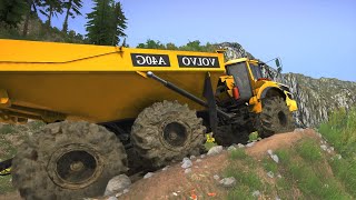 Spintires Mudrunner - Volvo A40G 6X6 Dump Truck - Driving Mountain Offroad Transporting Oil Tanker