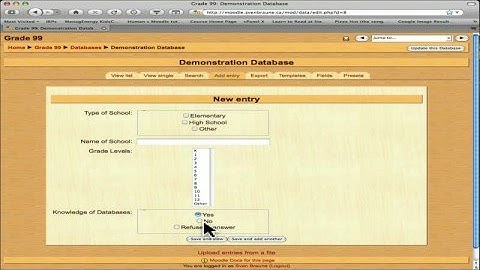 Demonstration how to create a database in Moodle - Part 2