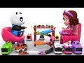 Pinky and Panda Play with Toy Cars on Slider