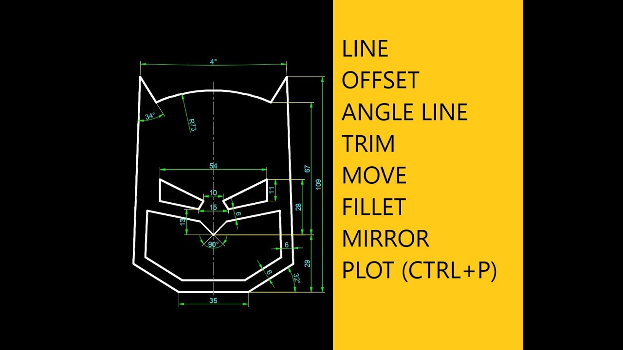 How to draw Batman Mask in AutoCAD - YouTube