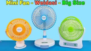 Mini Fan Big Size Weidasi  Wind Powerful Cool Summer, Led Light, Rechargeable | Unboxing And Review