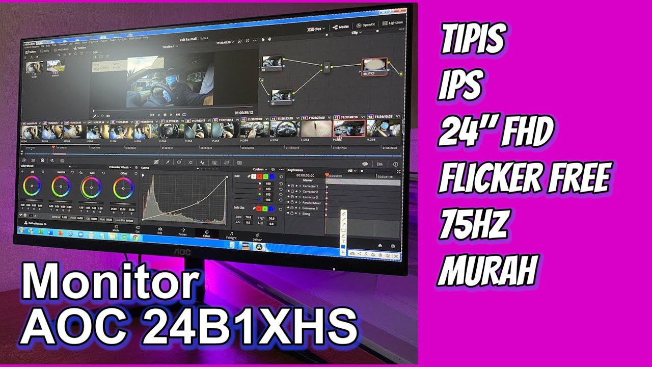 Monitor 24" IPS, Bezel Tipis, Murah Review AOC 24B1XH5 Indonesia YouTube