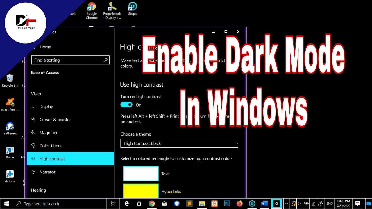 Enable Dark Mode in Windows | High Contrast Mode in Windows Feature