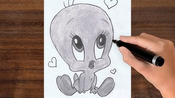 How To Draw Cute Tweety Bird ! Easy Step By Step Drawing Lessons For Kids