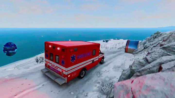 Cars & Ambulance Van vs Giant Pit Bollards Crash - BeamNG.Drive