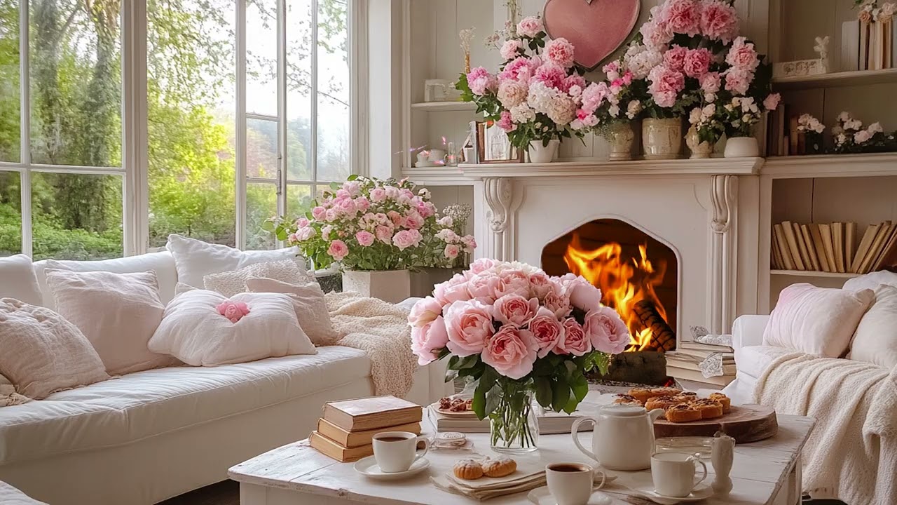 4K Relaxing Music & Crackling Fireplace 🔥Piano Relaxing Music - Peace of Mind, Anxiety Relief