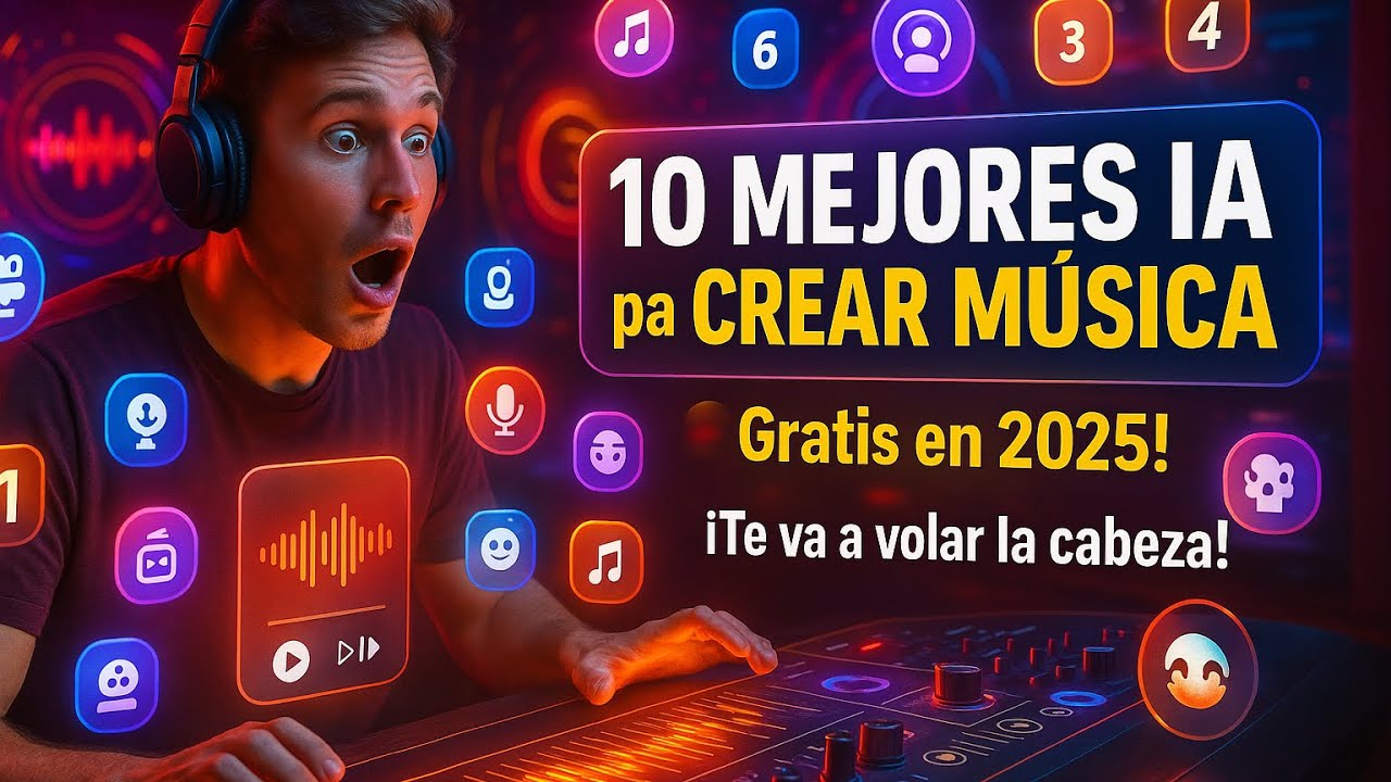 🎧 ¡LAS 10 MEJORES IA para CREAR MÚSICA GRATIS en 2025! 🚀 ¡Te van a volar la cabeza!