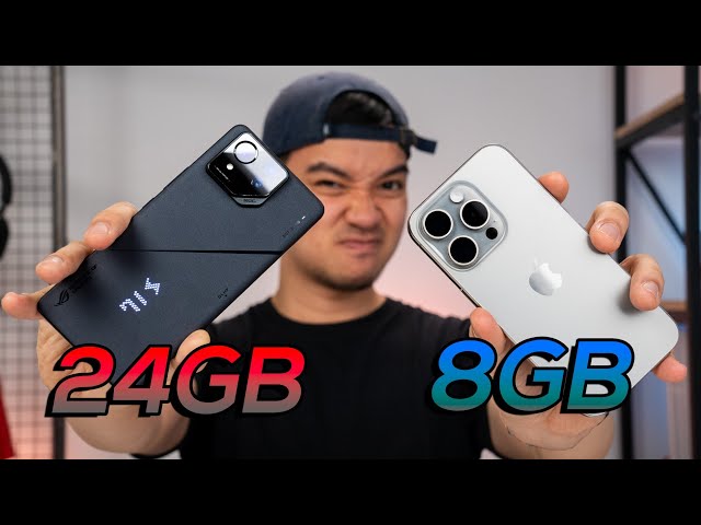 ADU HP PALING NGEBUT 2024! RoG Phone 8 Ultimate vs iPhone 15 Pro! class=