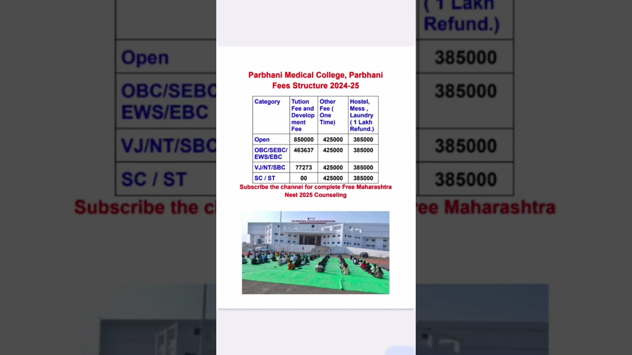 || Parbhani Medical College, Parbhani Fees Structure 2024-25 || 