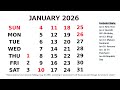 January Calendar 2026