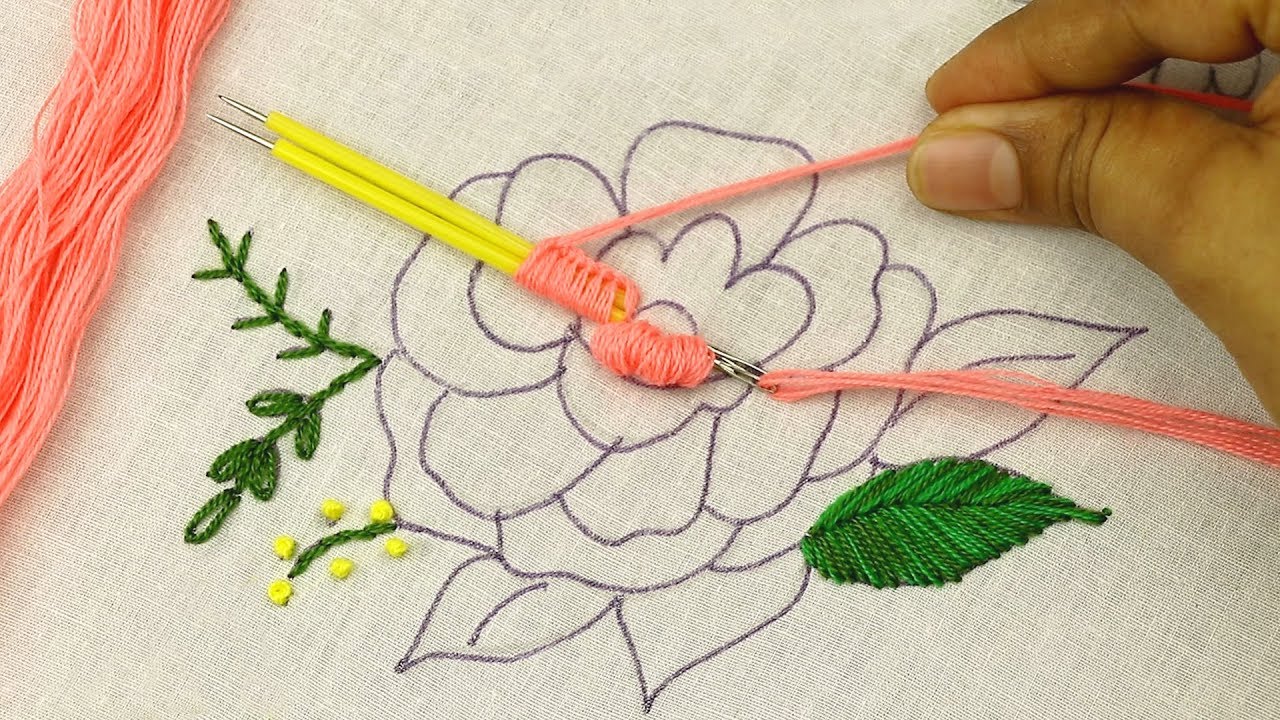 easy embroidery trick with Cotton Buds to make beautiful embroidery