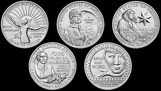 Монеты из серии Американские женщины выпуска 2022 года.