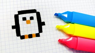 Handmade Pixel Art - How to draw a Penguin #pixelart