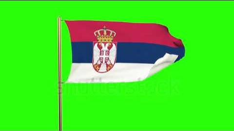 Serbia flag waving in the wind. Looping sun rises style. Animation loop. Green screen, alpha matte.