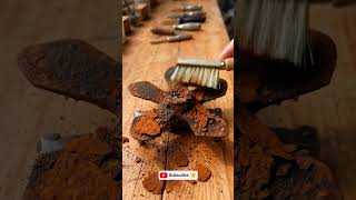 How to remove rust from metal object #rust #satisfying #cleaning #metal