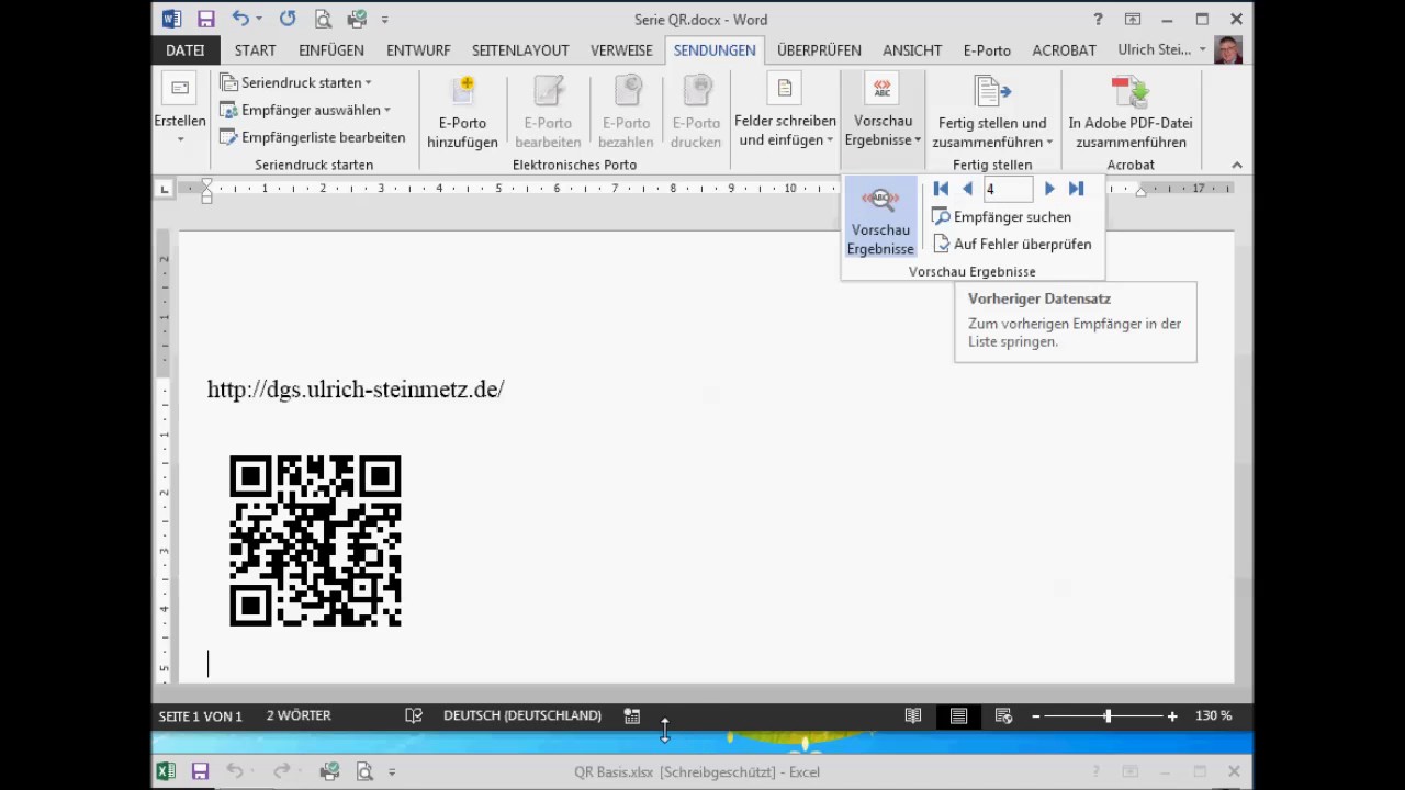 Qr Codes Mit Excel Und Word Produzieren Youtube