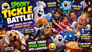 Funny Tickle Tag Ghost Battle 😂👻 | EPIC Tickle War With Silly Ghosts, Pets &amp; Family Laughs