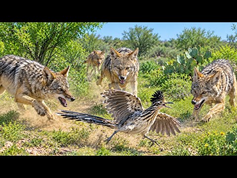3 Jackals vs 1 Roadrunner — The Roadrunner Refused to Back Down! 😱