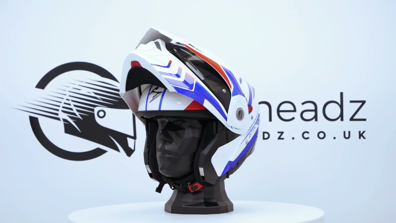360 OF THE SCORPION ADX-2 LEWIS WHT/BLUE/RED ‪@BikerHeadz‬ - YouTube