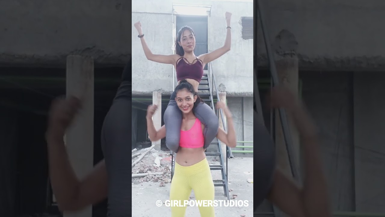 Hot girl lift and carry her cute friend