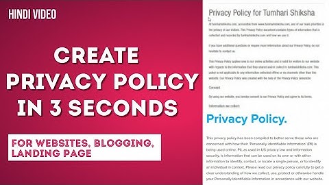 Create Privacy Policy in 3 Seconds | For your Website, Blog and Landing Page| In Hindi