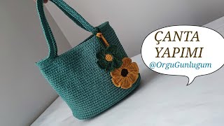 : KOLAY "ORG"U CANTA YAPIMI Makrome Canta  Crochet bag  D"UZ CANTA YAPIMI TEK RENK CANTA YAPIMI