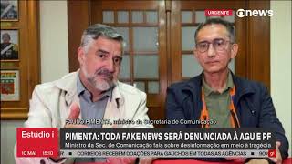 🔴 Ministro Paulo Pimenta concede entrevista à GloboNews