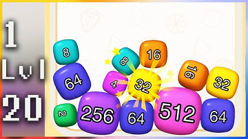 Merge Puzzle 3D 2048 Game - Gameplay Walkthrough - Levels 1-20