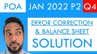 PoA - Jan 2022 P2 Q4 - Error Correction | Balance Sheet | Statement of Financial Position
