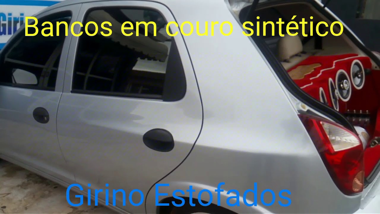 Bancos em couro sintético Bege. Chevrolet celta. Girino estofados