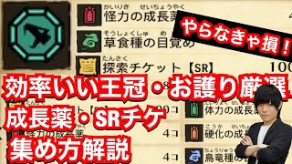 効率いいビンの王冠・成長薬・SRチケット・目覚め・お護り集めについて解説【探索チケットSR】【MHST2】【モンハンストーリーズ2】【モンスターハンターストーリーズ2】【MHS2】