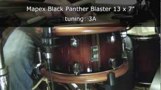 Mapex Black Panther Blaster 13 x 7 snare drum tuning range