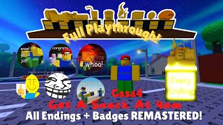 How to get ALL ENDINGS/BADGES in GET A SNACK AT 4 AM *REMASTERED*! | Roblox