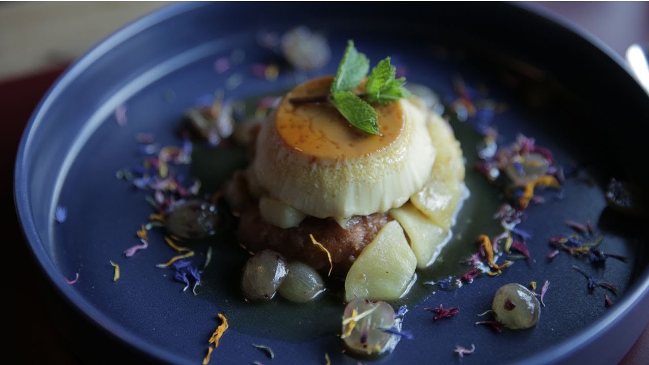 Ziegenmilchflan mit Apfelrösti