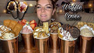LOADED BUBBLE WAFFLE CONE MUKBANG! (Vegan) (No Talking)