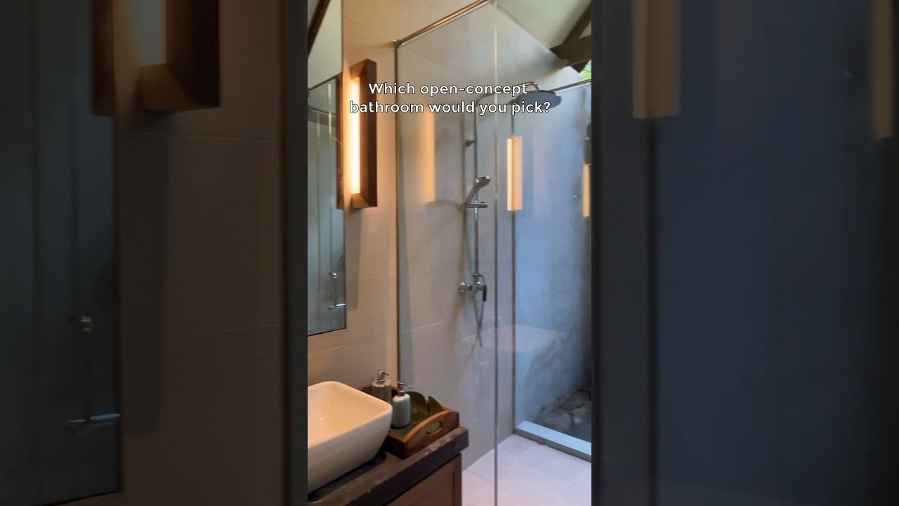 Which open-concept bathroom would you pick? #interiordesign #bathroom