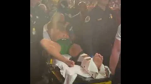 Conor Mcgregor leaves on a stretcher after breaking his leg!!!