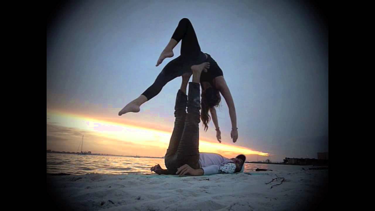 Sunset ACRO YOGA Heather & Andre in Gulfport Florida - YouTube