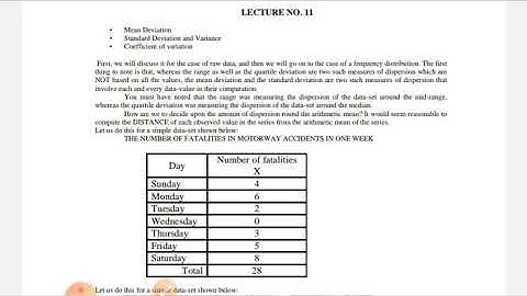 #Sta 301 lecture 11 |vu sta 301 lecture 11 | standard deviation| mean deviation| variance| CoV