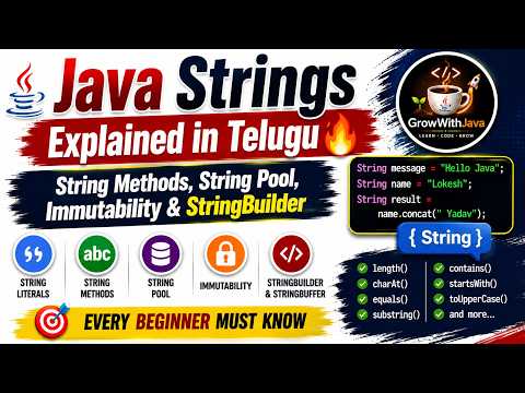 Java Strings Explained in Telugu 🔥 | String Methods, String Pool, Immutability & StringBuilder